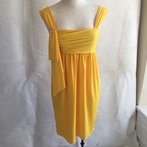 Vera Wang Stretchy Ruched Yellow Empire Waist Dress:great for your next🛳 cruise